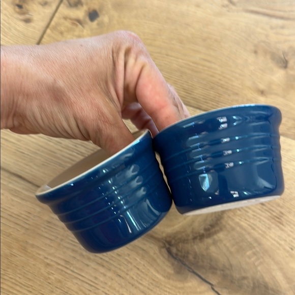 Le Creuset Stoneware Custard Ramekins Set of 2 Blue Ceramic Ramekins - Picture 1 of 2